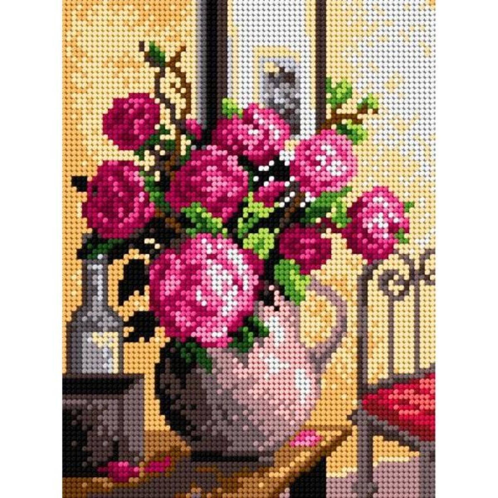 Orchidea Needlepoint Canvas For Halfstitch Without Yarn Bouquet Of Roses - Printed Tapestry Canvas